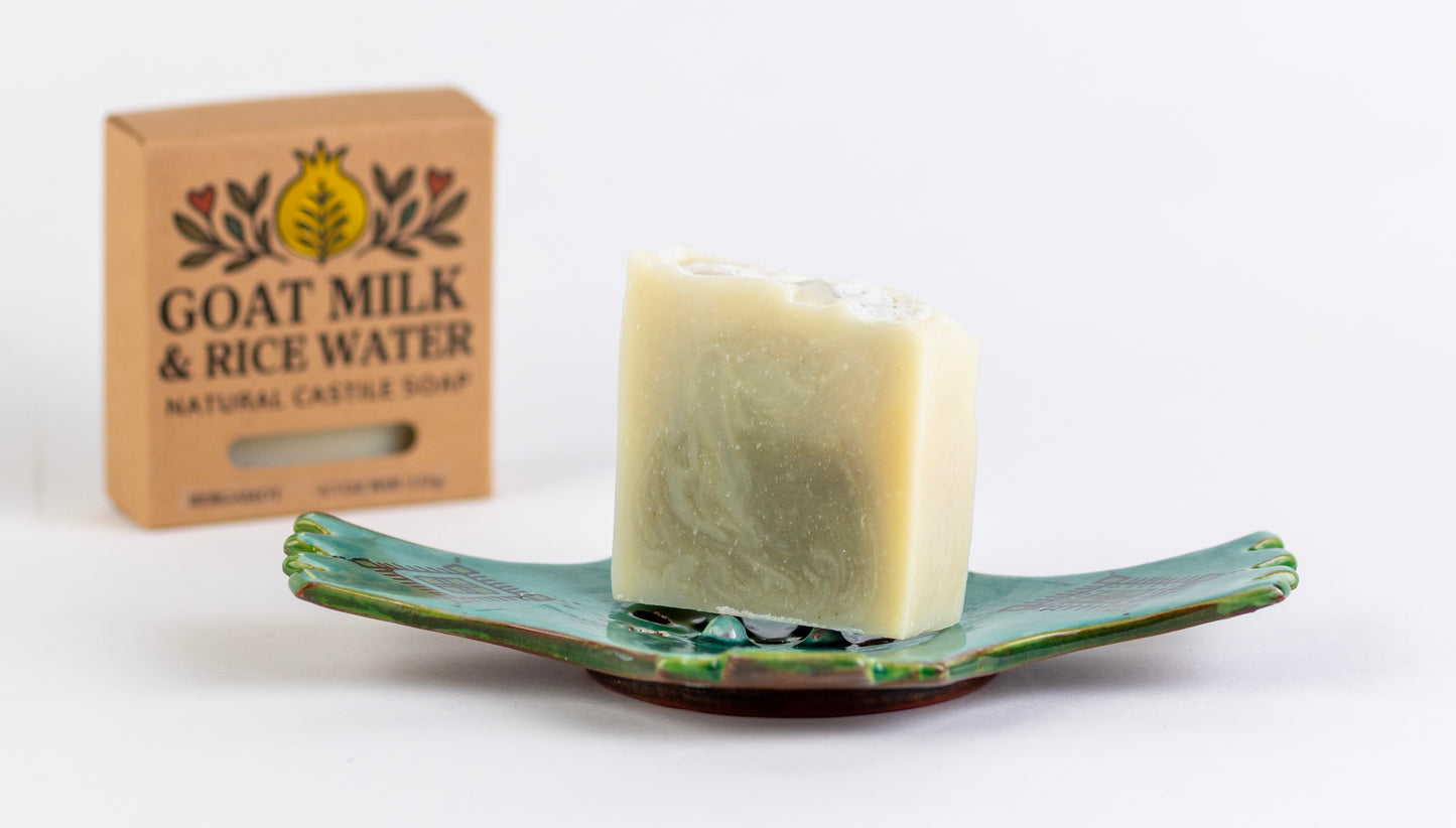 Ultra Moisturizing - All Natural Handmade Goat Milk and Rice Water Castile Soap - Pack of 5